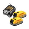 Starterset POWERSTACK 18V 2x1.7Ah Compact, Met lader DCB1102