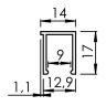 Profiel glaslat alu 17x14