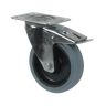 Wiel Rubber Zwenk+Rem Plaat Grijs