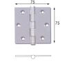 Scharnier inox 75x75x2 vaste stift