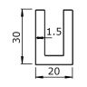 Verbindingsprofiel U kader alu 30x20x30