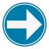 Verkeersbord D1B: Gebod richtingspijl rechts/links