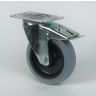 Wiel Rubber Zwenk+Rem Plaat Grijs