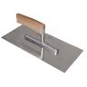 Plakspaan inox 280x130x0.7mm met gebogen houten handgreep