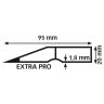 Paslat alu schuin 2.5m 95x20x1.8mm extra pro, voor stukadoor