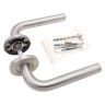 Deurkruk L-vorm Cridea JTH3029, gebogen 19mm op ronde rozet, geveerd, geborsteld inox, klasse 3