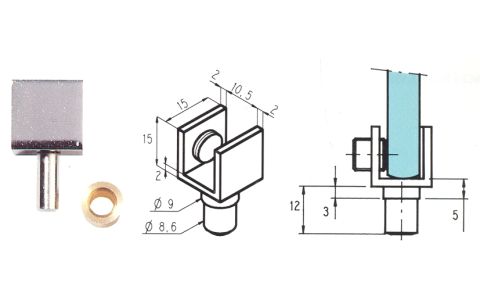 Pivot chroom glas 6-8mm (15x15)