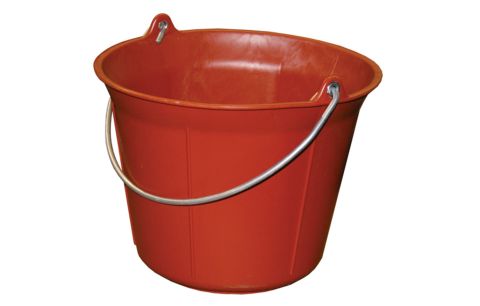 Bouwemmer PE + rubber rood 11L