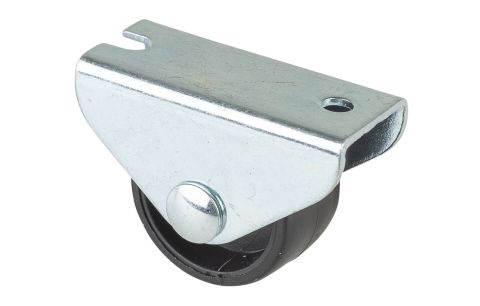 Kastwiel pvc zwart vast plaat