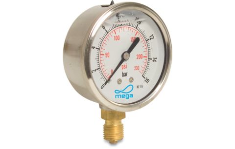 Manometer Glycerine 63mm 0-6 bar 1/4' onderaansluiting