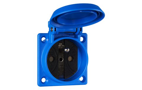 Stopcontact IP54 chassis blauw B.A.