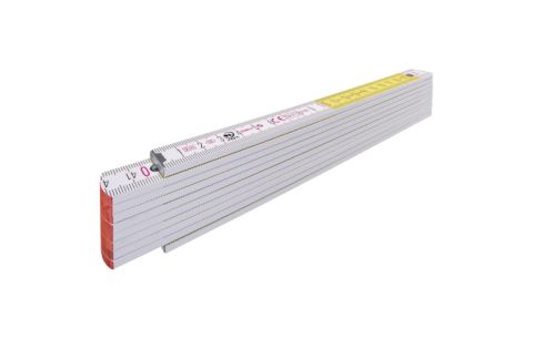 Plooimeter hout 2m wit-geel