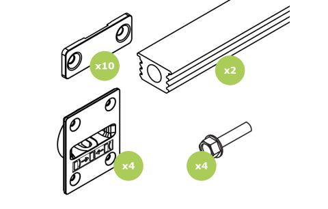 Deurrechter set 2240-2850mm alu