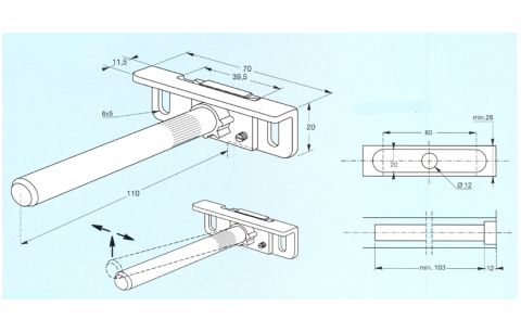 Bankdrager verzinkt 110mm dia12 regelbaar