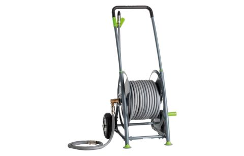 Haspel metaal Geka Plus P40SST voor 25m 1/2", gemonteerd met slang