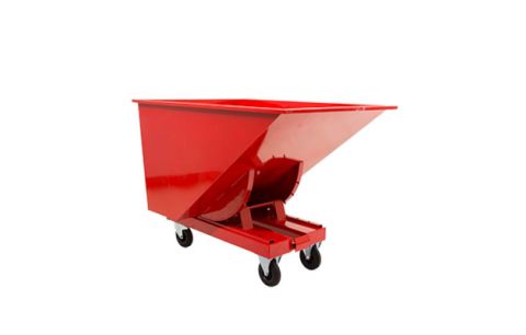 Kiepcontainer rood, met rubber wielen