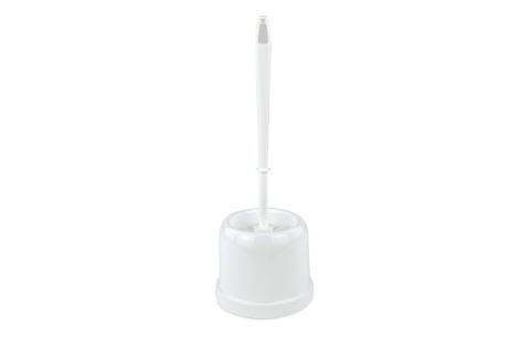 Toiletborstel met houder laag rond Wit
