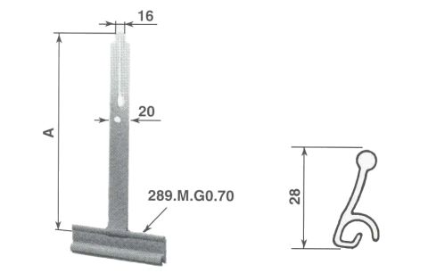 Ophangveer VZ 14mm-190mm-gespl kop 16mm