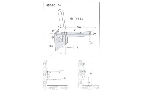 Opklapconsool bk 380  250kg