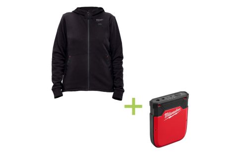 Hoodie dames verwarmd M12 Hexon Zwart incl. Powerbank