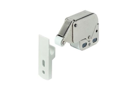 Mini-latch verchroomd met tegenplaat wit