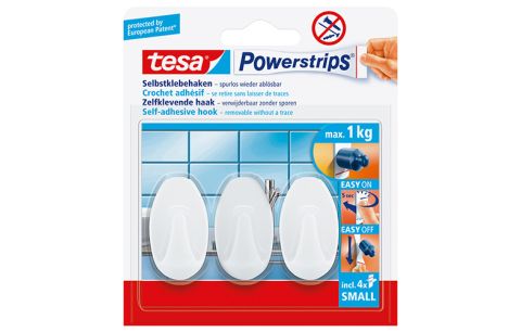 Haken mini wit ovaal 3 + 4 powerstrips
