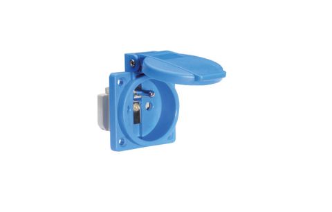 Stopcontact inbouw 16A 2P+BA 230V IP54, blauw 50x50, quick-connect