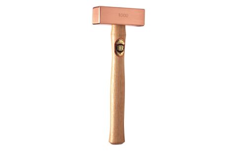 Hamer koper 4-knt, steel hout,