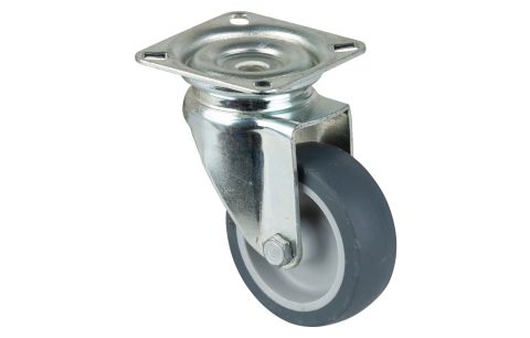 Wiel rubber grijs los plaat