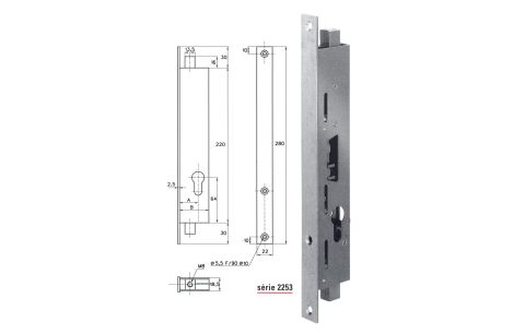 Stangslot inox PZ 26E kast 41mm 2 punt
