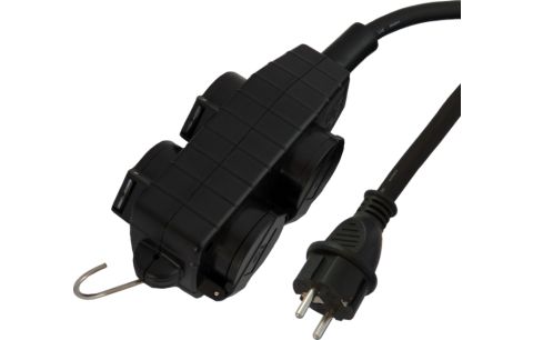Stekkerblok 4-V 3m 3x2.5 zwart ip44
