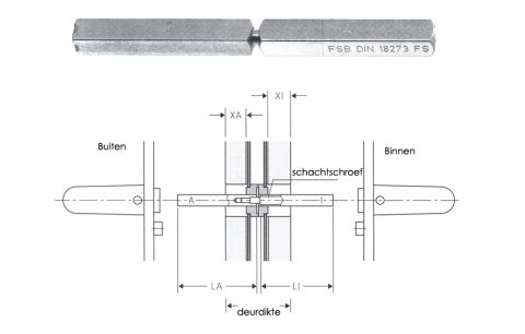 Krukstift 9mmx126 (65-75) gedeelde noot