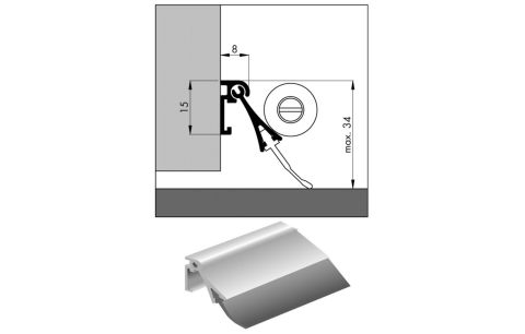 Valdorpel alu mont.op deur 15x8mm