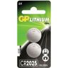 Batterij knoopcel GP lithium CR2025, 2st