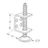 Stelvoet M10x70 in u-profiel regelbaar