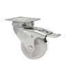 Zwenkwiel ECO met plaat + Rem nylon Wit D50 50kg