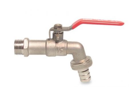 Kogelkraan met slangwartel messing T120 buitendraad 1/2x12mm