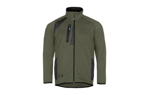 Fleece Sweater met rits ENQORE Kaki/Zwart M