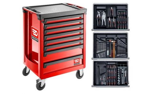 Gereedschapswagen gevuld rood