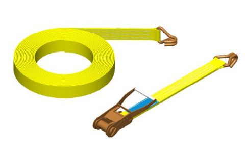 Sjorband haak smal Geel 50mm 2000 daN 6m