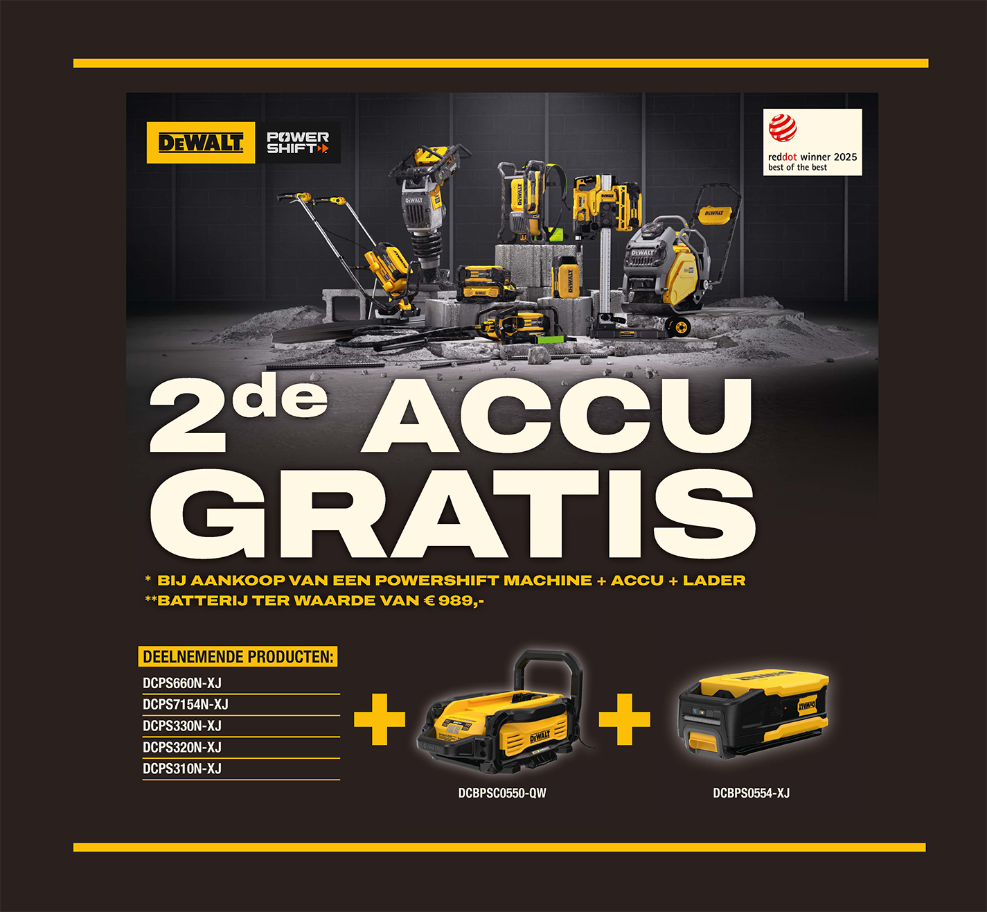 Dewalt Powershift 2de accu gratis