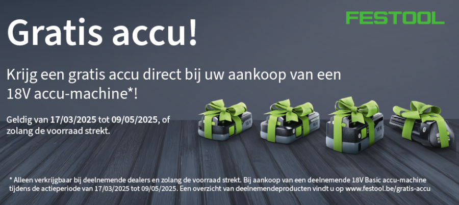 Gratis accu actie Festool