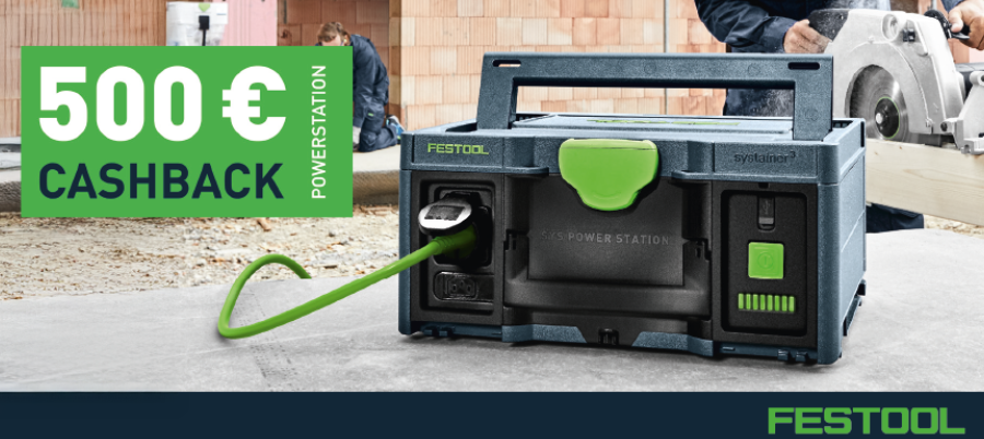 €500 cashback op het Festool SYS-PowerStation