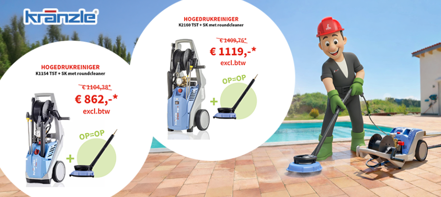 Koop nu een Kränzle K1154 TST of K2160 TST-set met vloerreiniger