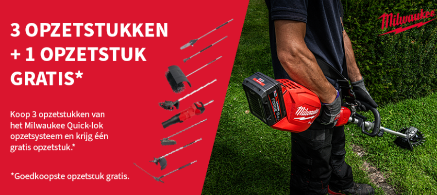 3+1 opzetstukken gratis Quick lok Milwaukee