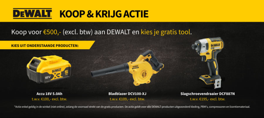 Koop & krijg actie dewalt