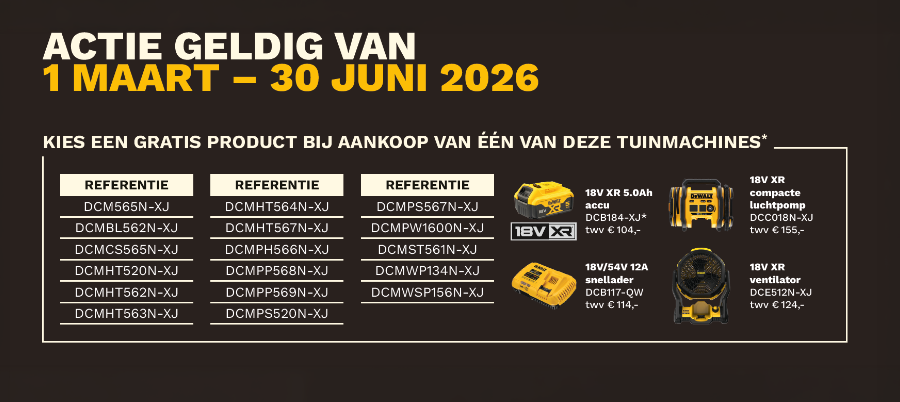 Koop & krijg tuinmachines Dewalt