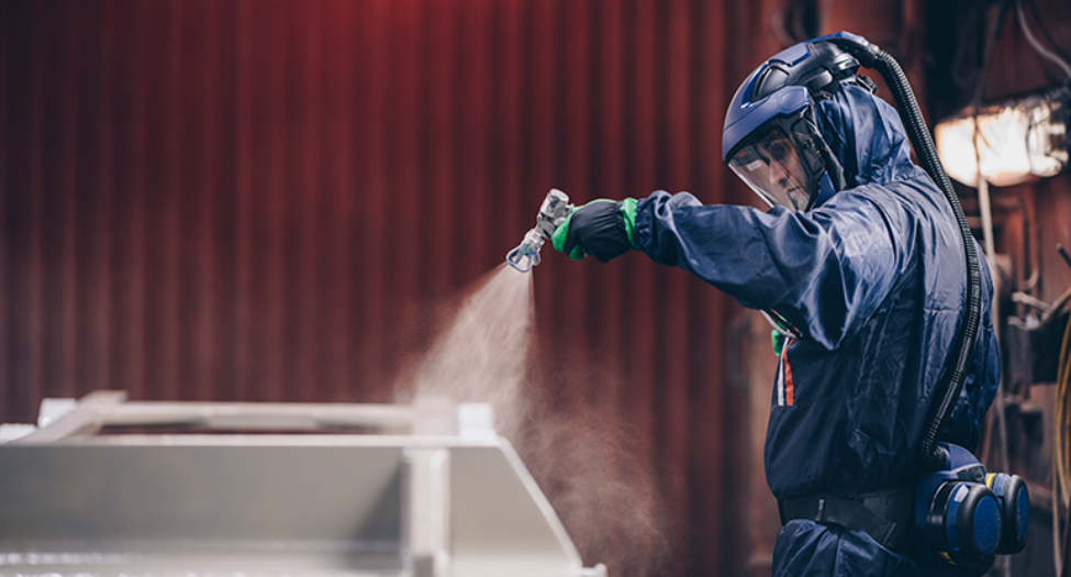 Motoraangedreven ademhalingsbescherming spuiten